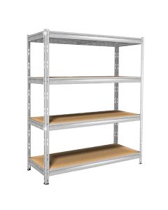 Scaffale in legno metallo 160x60xh.180 cm, 4 ripiani, portata a ripiano 350 kg