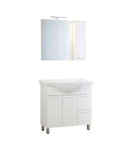 Mobile bagno enea 80x45xh.64 cm, 2 ante, specchio, colore rovere, esclusa rubinetteria