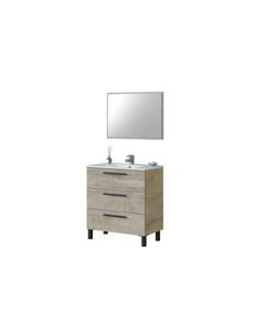 Mobile bagno Athena con specchio 3 cassetti 80cm rovere