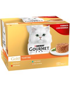 Tortini per gatti gourmet gold, multipack 24 pz da 85 gr