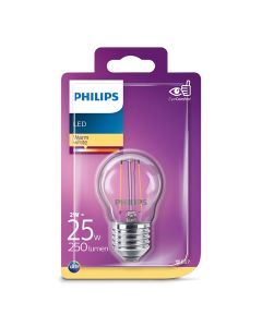 Led sfera chiara filamento 25watt e27 2700k non-di