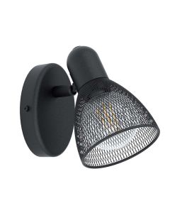 Applique lampada faretto serie carovigno, attacco e14 max 28 w, dim.6,5 x h.10.5 cm, nero