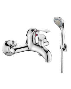 Rubinetto miscelatore vasca da bagno con doccetta serie serena, finitura cromata