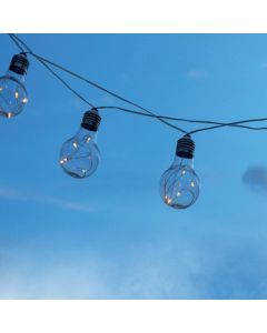 Catena luminosa a led a Goccia ip44a ricarica solare, cavo bianco