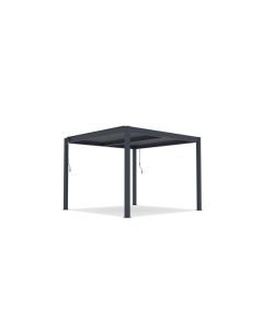 Pergola orsa minore 3x3xh.2,25 mt, doppie alette regolabili separatamente, in acciaio, 4 pali in alluminio, con grondaia, colore antracite