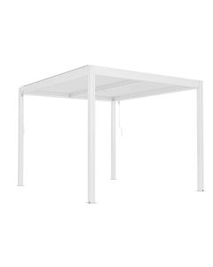 Pergola Reviva 3x3,5m, alette orientabili in acciaio, struttura in alluminio bianco
