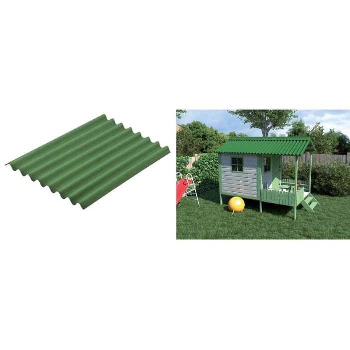 Lastra di copertura easy line, in fibra bituminosa, colore verde, cm 100x76 ( 0,76 mq )