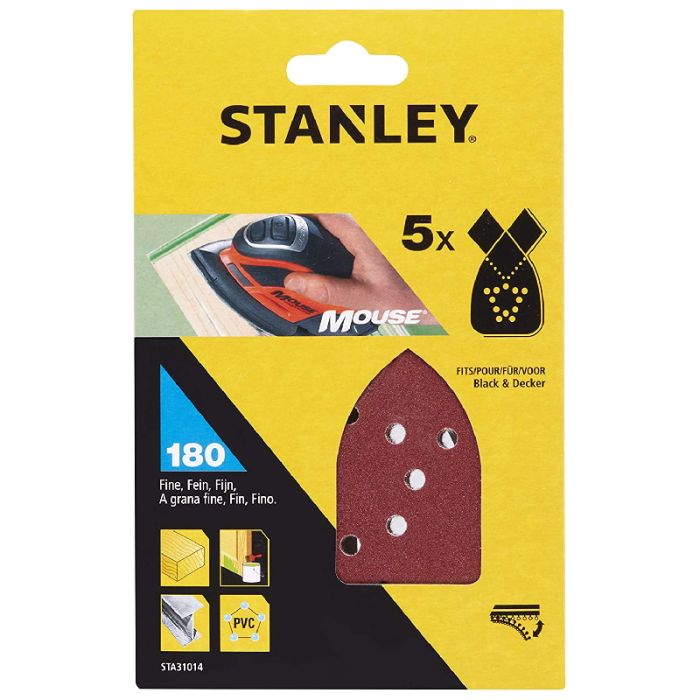 Fogli abrasivi, con velcro, grana 180, 5 pezzi