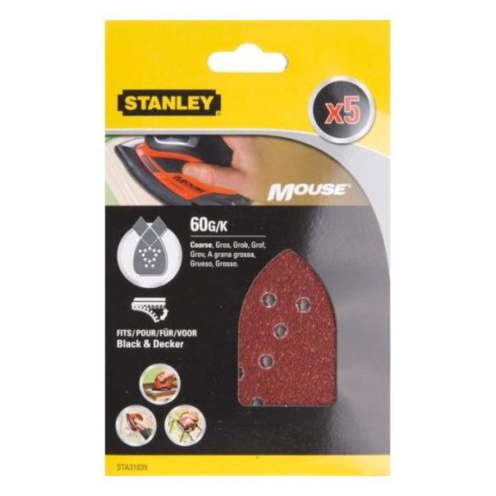 Fogli abrasivi, per mouse, con velcro, grana 60, 5 pezzi