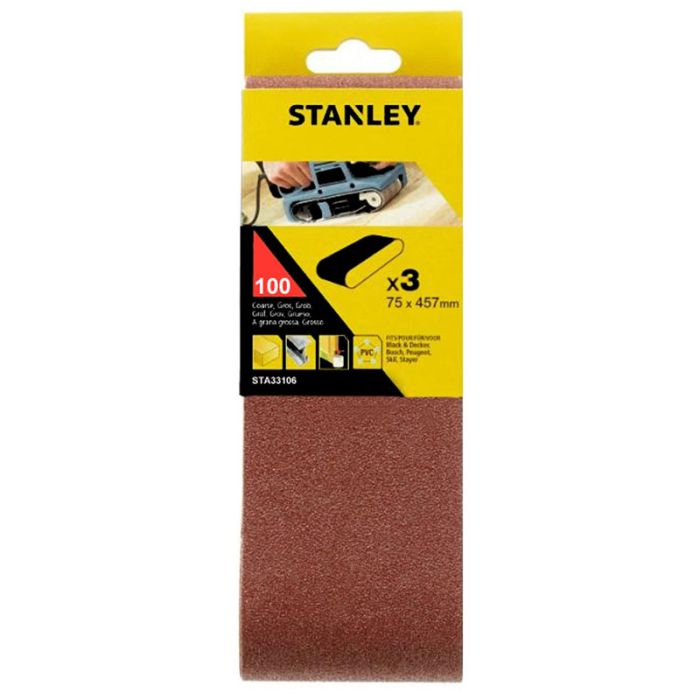 Nastri abrasivi 75x457 mm. grana 100, 3 pezzi
