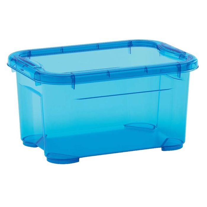 Contenitore multiuso in plastica t-box con coperchio impilabile modello  xxs, cm 26x19xh.14 azzurro