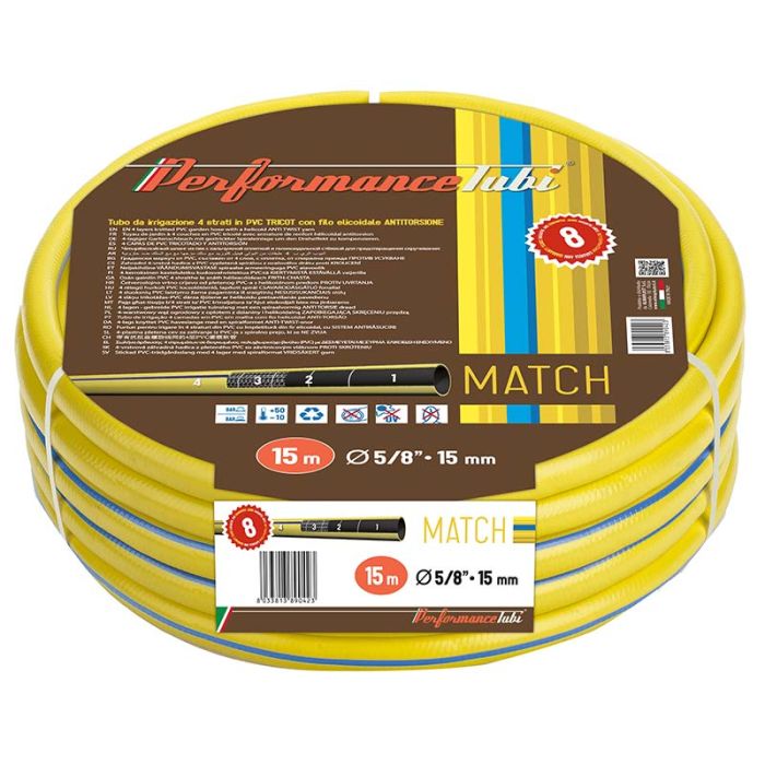 Tubo da giardino match, in pvc retinato, a 4 strati, 1/2", 15 mt
