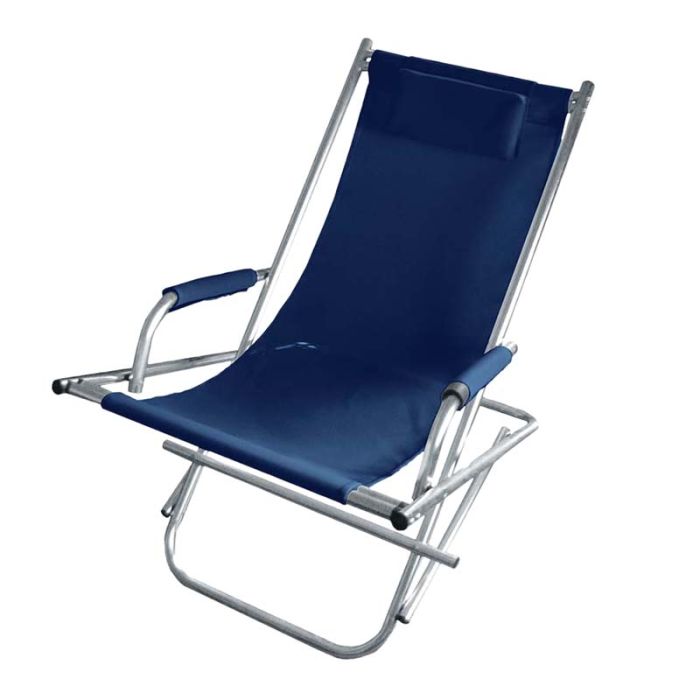 Sdraio da mare con braccioli, 76x61xh.72 cm, blu