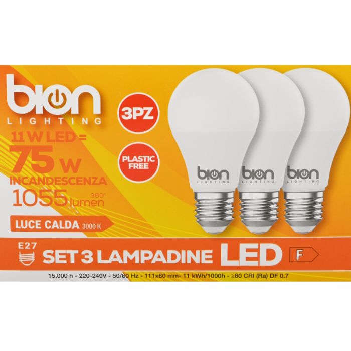 Lampadina A Goccia FSL 12W - Luce Fredda 6500K, 1130 Lumen, Confezione PROMO 3 Pezzi