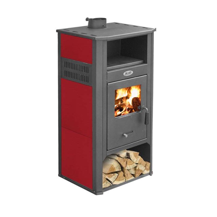 Stufa a legna vidar 9,4 kw, volume riscaldabile 150 m³, colore rosso