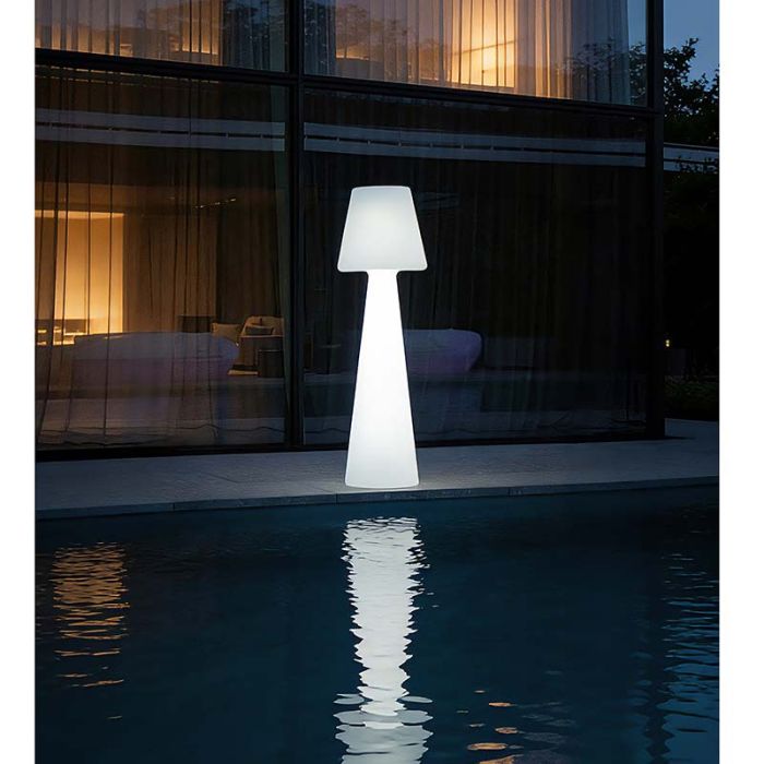 Lampada led a piantana ad energia solare, 26x26xh.110 cm, ip44, rgb+white, batteria al litio 2000mah, ricaricabile usb