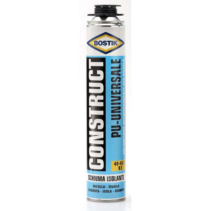 Schiuma poliuretanica universale, autoespandente, pu-fix professionale, sigilla e riempie giunti e fessure, verniciabile, professionale, per pistola, conf. 750 ml