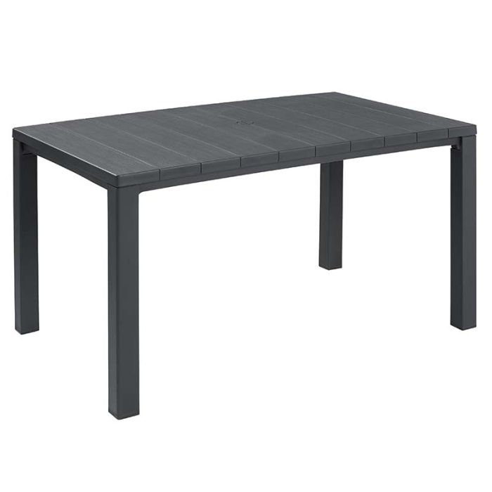 Tavolo da giardino rettangolare julie con piano in resina 90x147xh.74,5 cm,  grigio antracite